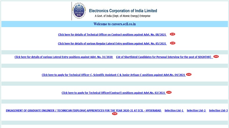 ECIL Recruitment 2021: ECIL ने टेक्निकल ऑफिसर के पदों पर निकाली बंपर भर्ती, @careers.ecil.co.in