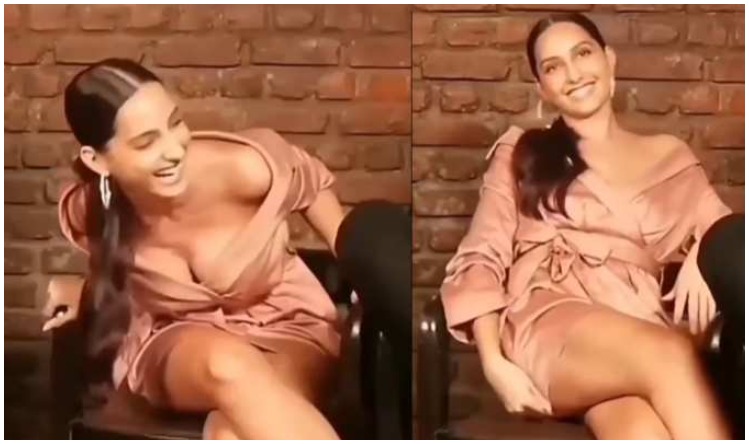 Nora Fatehi Oops Moment : नोरा फतेही अपनी ड्रेस की वजह से हुई अनकंफर्टेबल, Oops Moment का शिकार होने से बची।