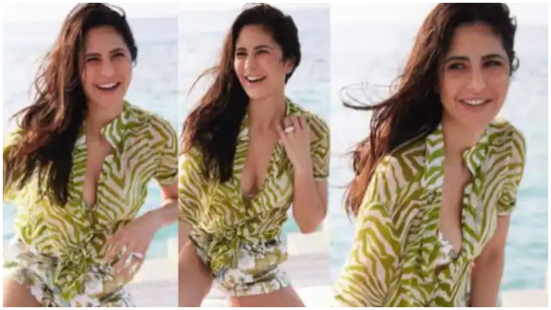 Katrina Kaif Maldives Pictures : समंदर किनारे शॉर्ट्स में कैट ने की मस्ती, किसके साथ पहुंची मालदीव?