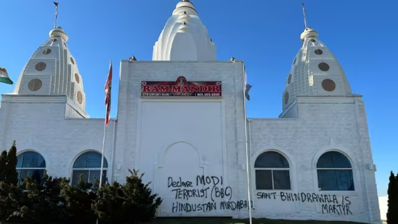 कनाडा: राम मंदिर के बाहर लिखे गए भारत विरोधी नारे, दूतावास ने की कार्रवाई की मांग