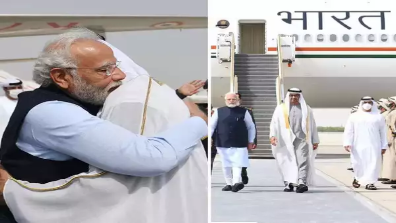 फ्रांस से UAE के दौरे पर पहुंचे पीएम मोदी, अबूधाबी एयरपोर्ट पर हुआ जोरदार स्वागत