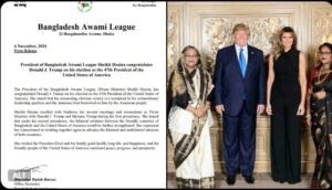 Seikh Hasina Congratulates Trump